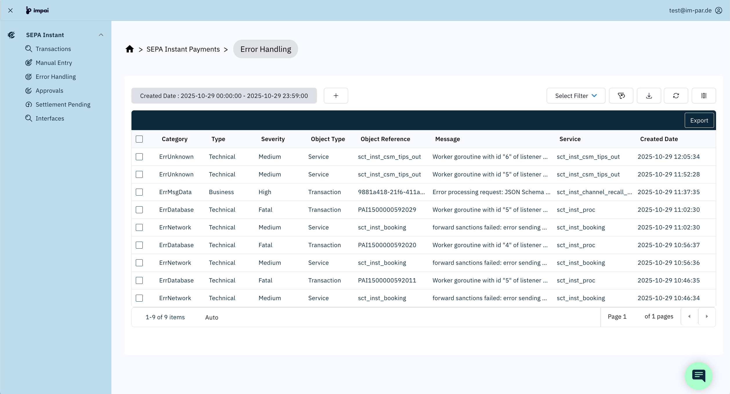 Error Handling Screen