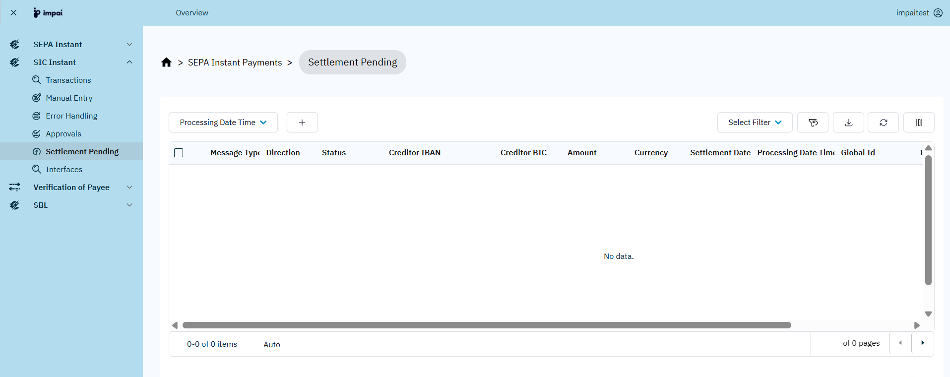 Settlement Pending Screen