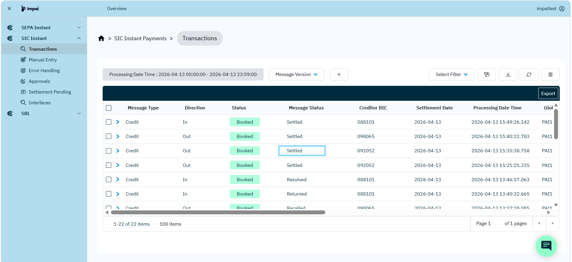 Transactions Screen