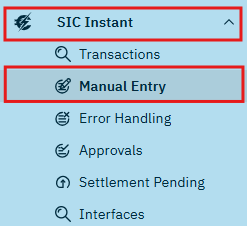 Manual Entry menu
